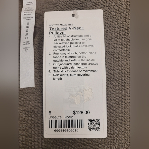 Lululemon Textured V-Neck Pullover In Nomad Size 6. - Picture 10 of 13